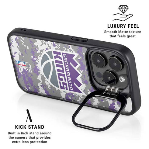 NBA Sacramento Kings Purple Digi Camo iPhone 15 Pro Kickstand Case